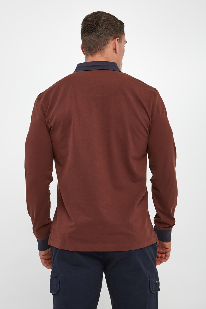 Longsleeve męski z kołnierzem polo AERONAUTICA MILITARE
