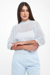 Sweter damski ażurowy z cekinami PESERICO