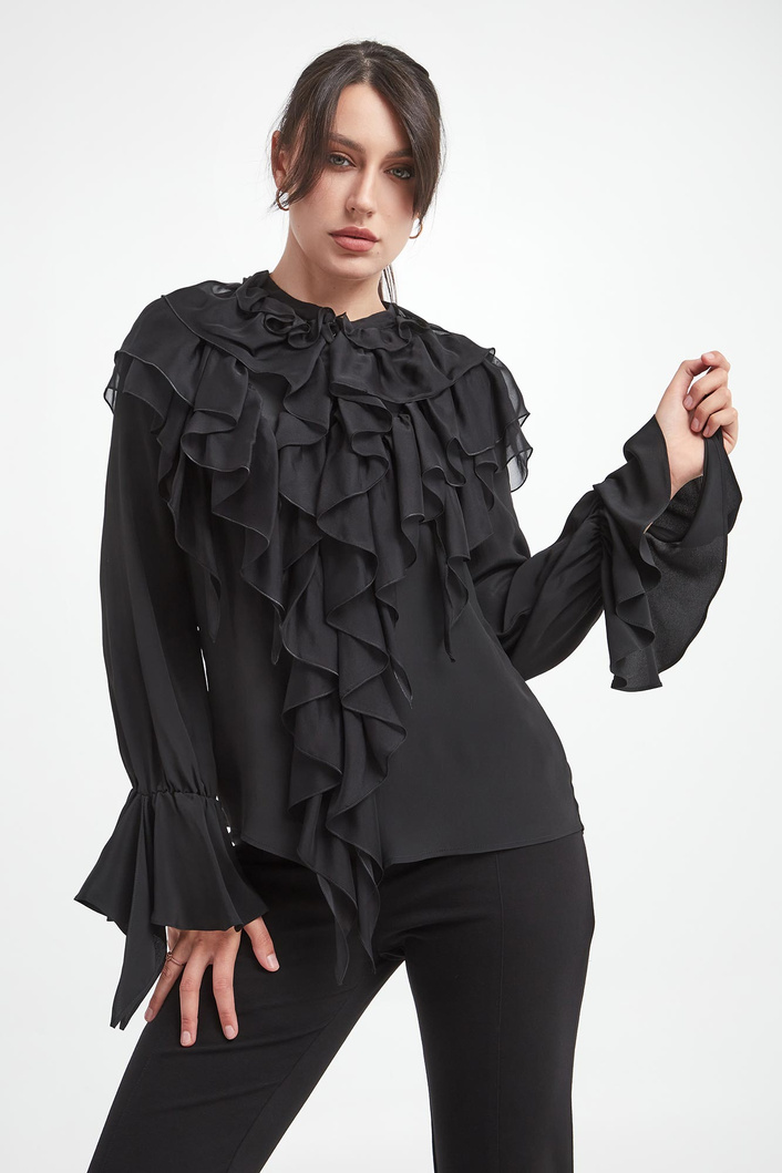 Bluzka damska z żabotem Raggio PINKO