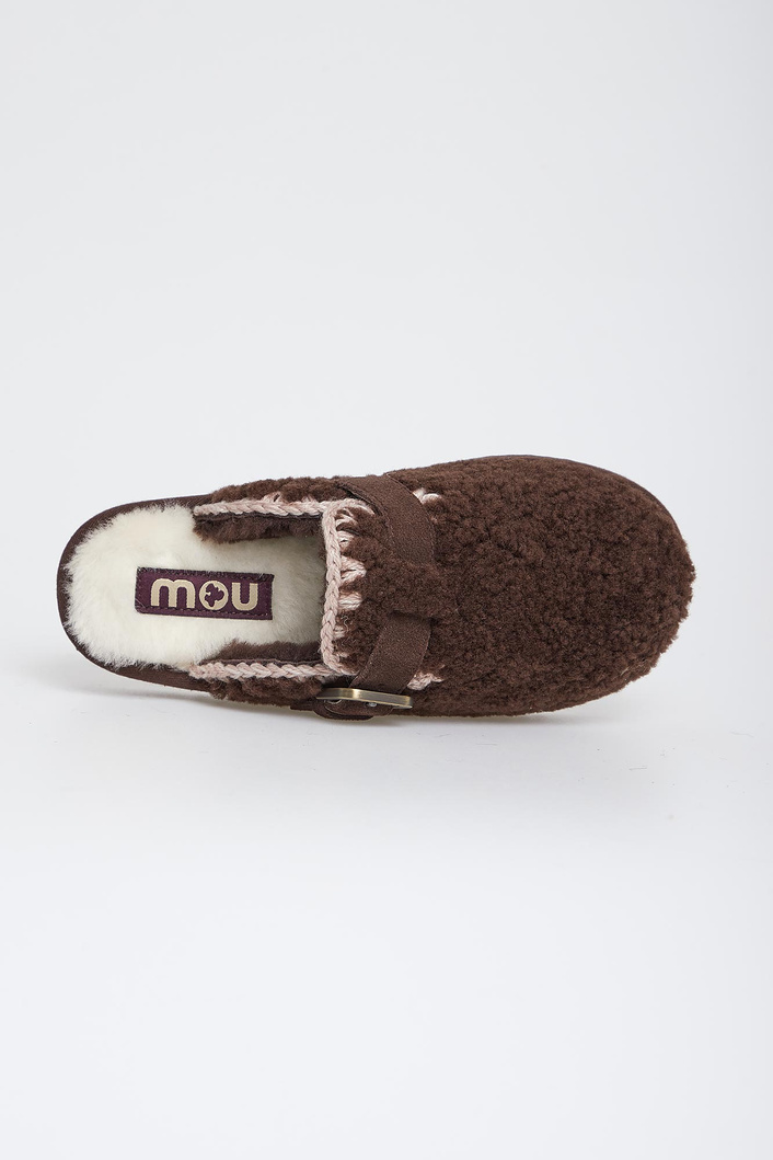 Klapki damskie skórzane Curly clog eskimo MOU