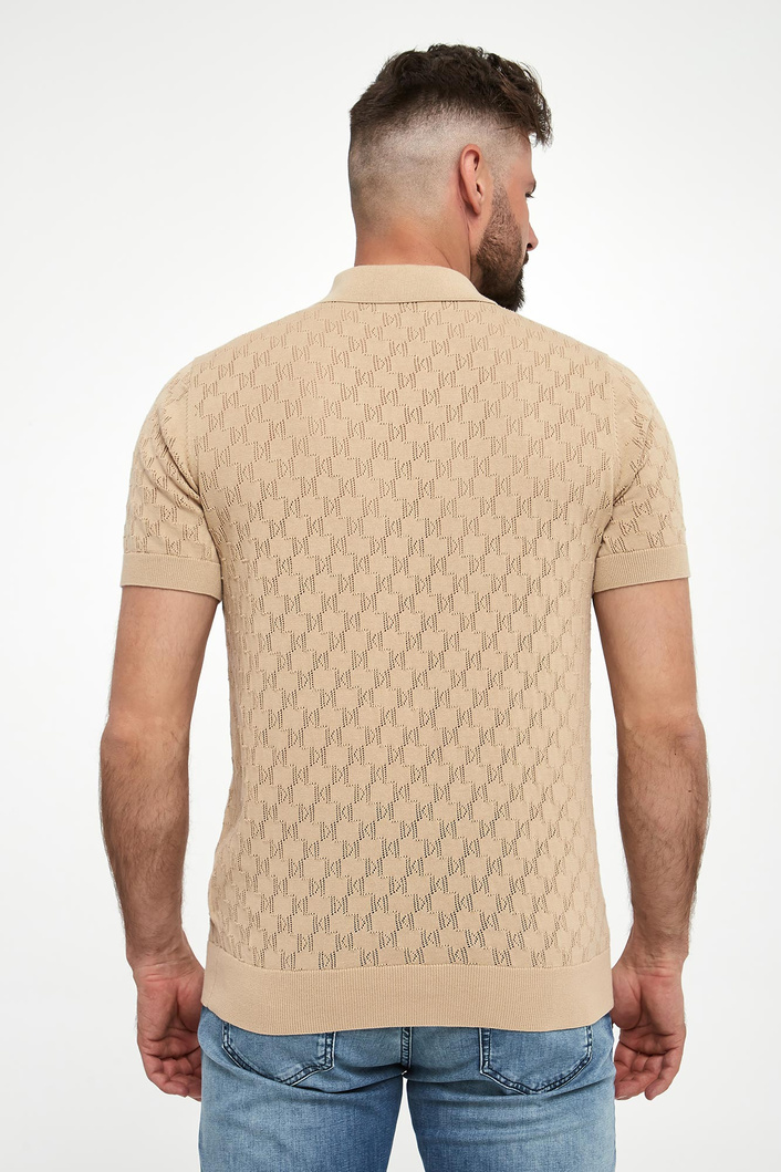 Polo męskie z dzianiny ażurowej KARL LAGERFELD