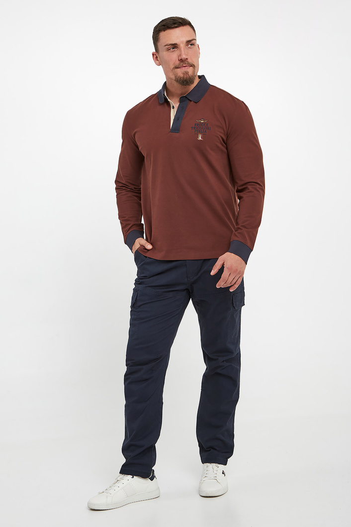 Longsleeve męski z kołnierzem polo AERONAUTICA MILITARE