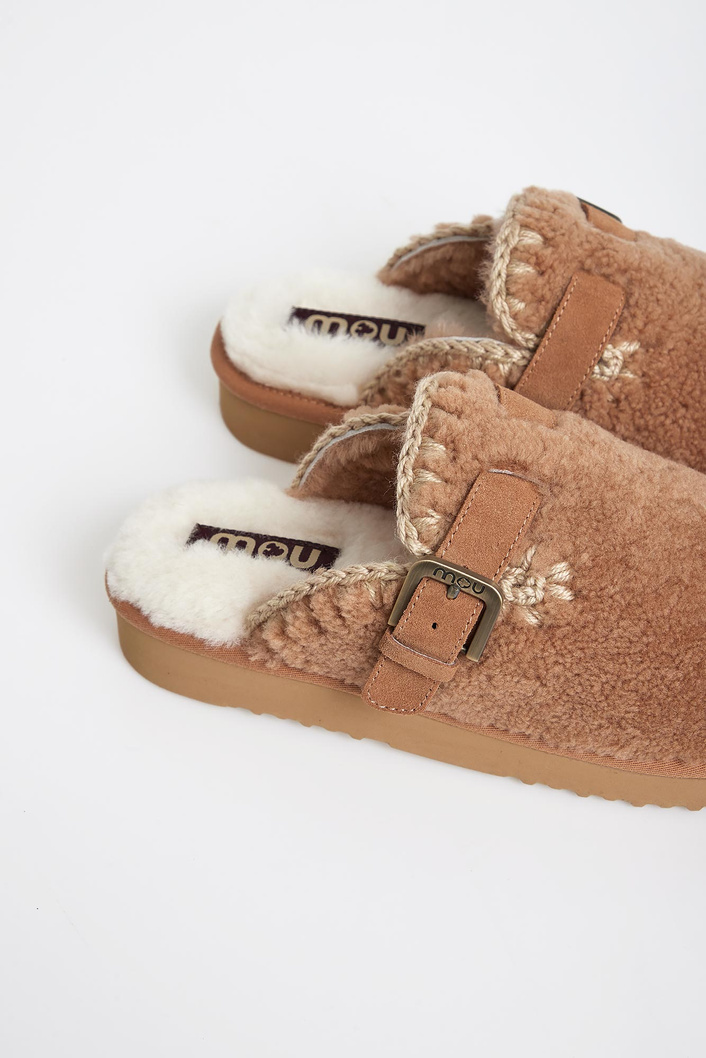 Klapki damskie skórzane Curly clog eskimo MOU
