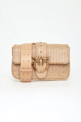 Torebka damska Love One Mini Slouchy Rafia Laminata PINKO