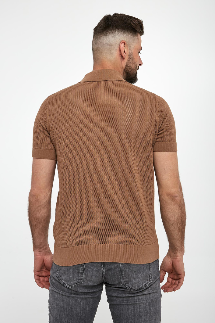 Polo męskie z dzianiny ażurowej KARL LAGERFELD