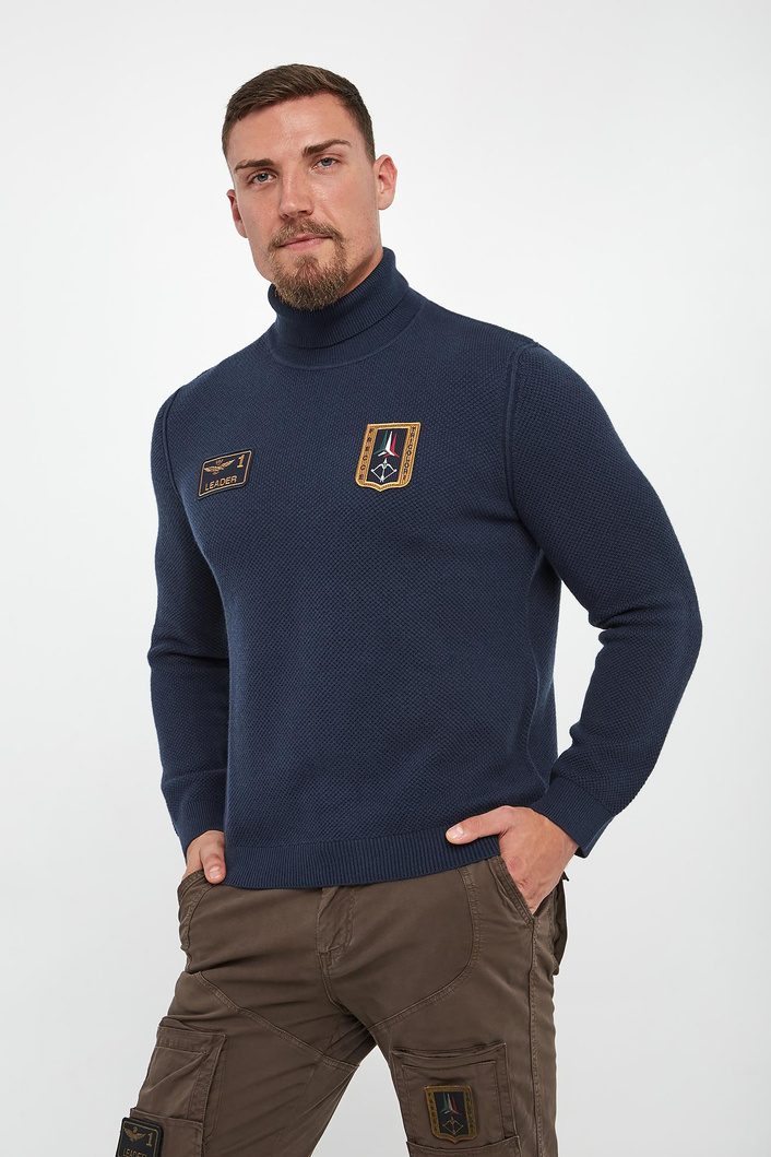 Sweter męski wełniany z golfem AERONAUTICA MILITARE