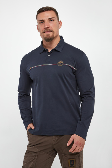 Longsleeve męski z kołnierzem polo AERONAUTICA MILITARE