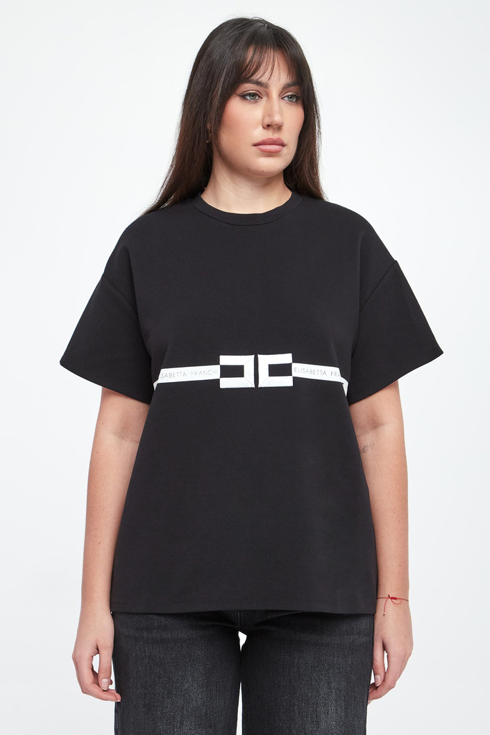 T-shirt damski z logo ELISABETTA FRANCHI