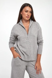 Sweter damski z kryształkami JOSEPH RIBKOFF