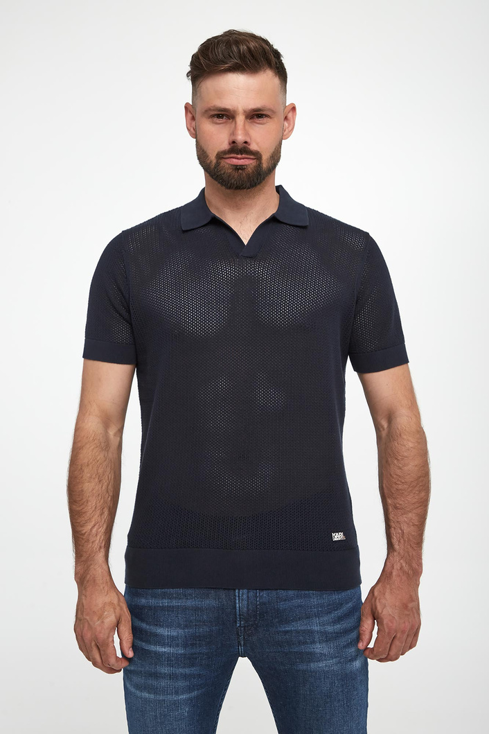Polo męskie z dzianiny ażurowej KARL LAGERFELD