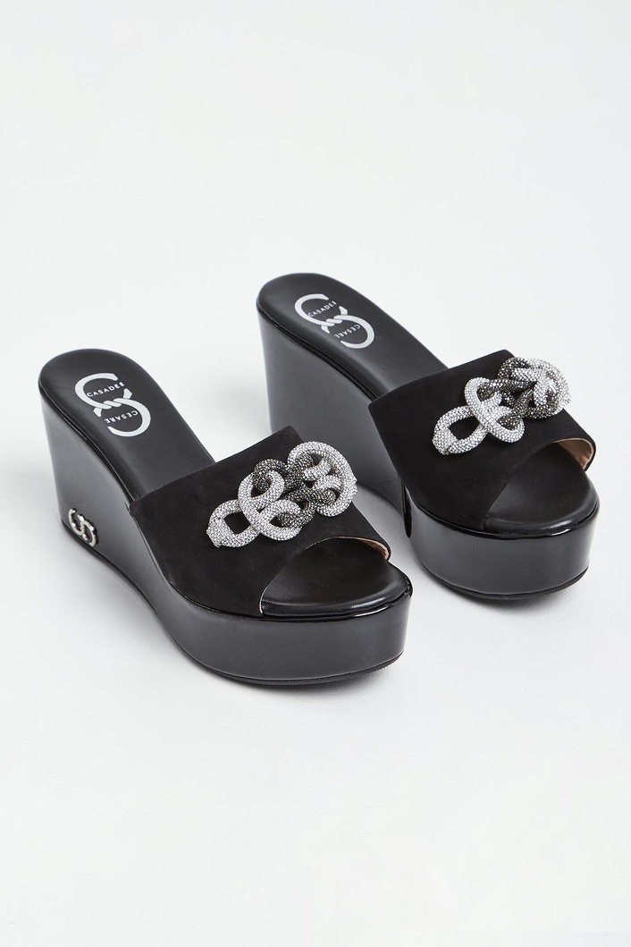 Klapki damskie na koturnie CESARE CASADEI