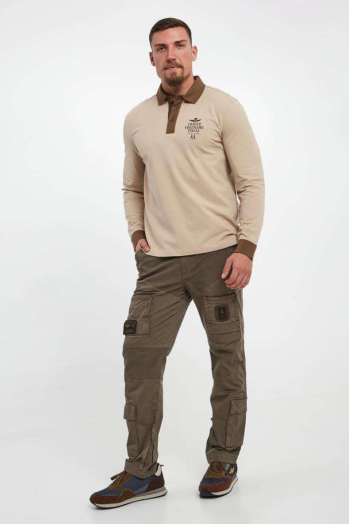 Longsleeve męski z kołnierzem polo AERONAUTICA MILITARE