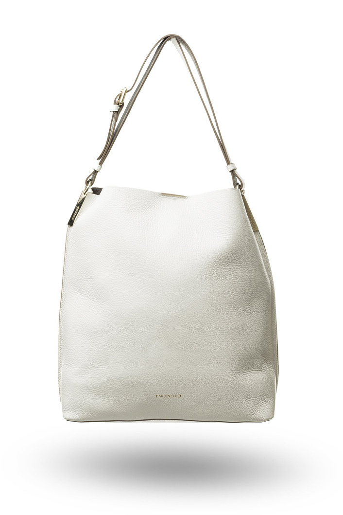 Kremowa shopperka skórzana TWINSET