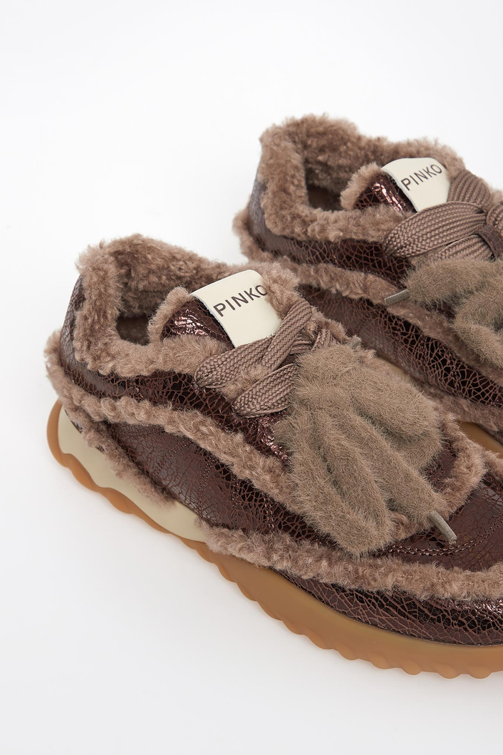 Sneakersy damskie z futerkiem PINKO