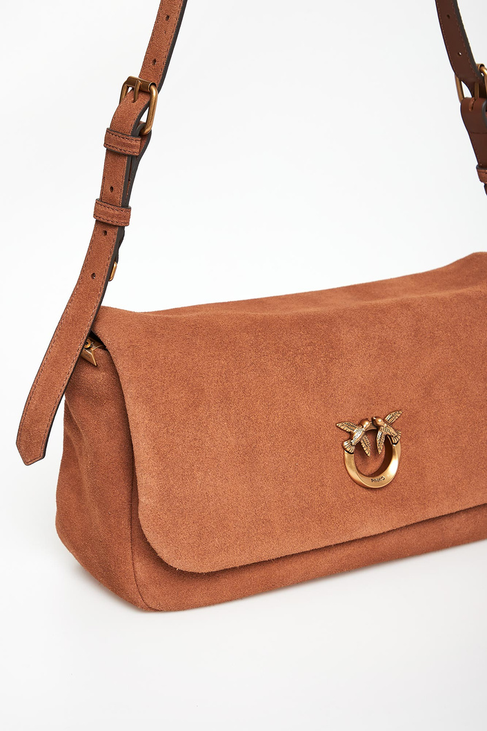 Torebka zamszowa Click Soft Baguette PINKO