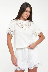T-shirt damski z koronką TWINSET