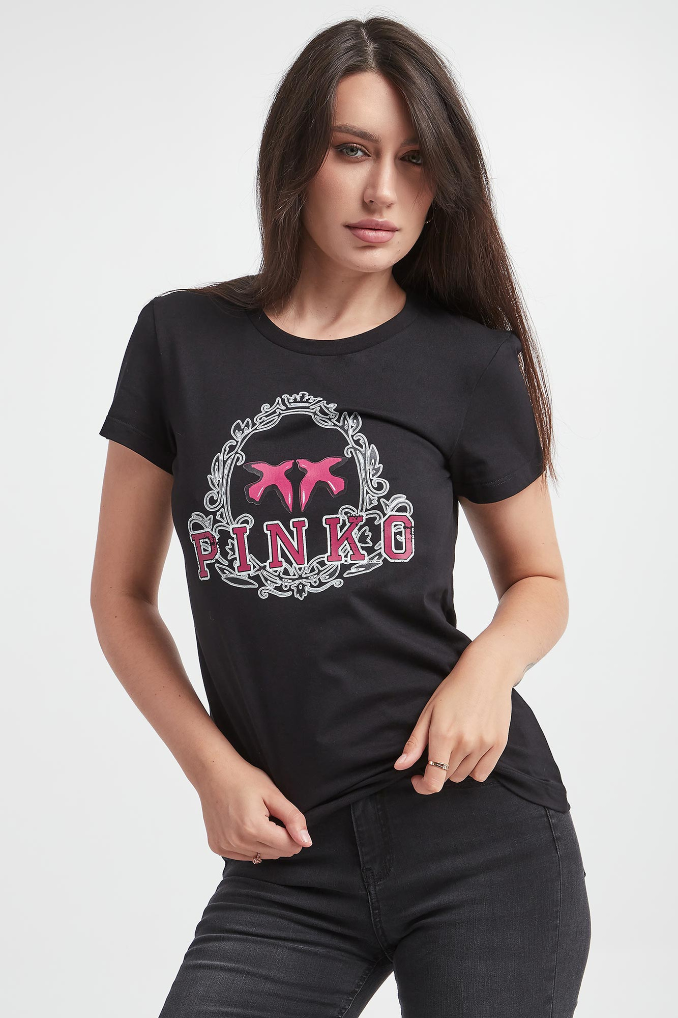 T-shirt damski Bussolotto PINKO Czarny Regular