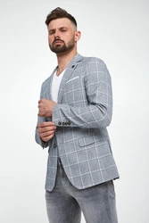 Marynarka męska w kratkę z lnem Hogiz JOOP! JEANS