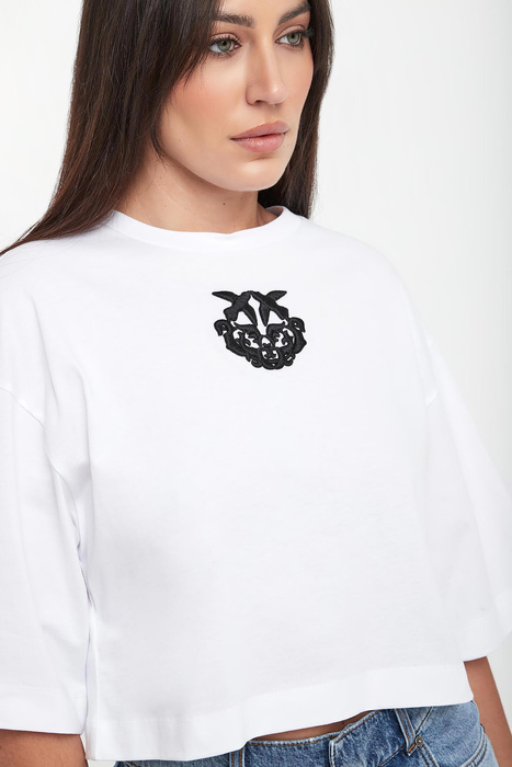 T-shirt damski z logo Borghetto PINKO