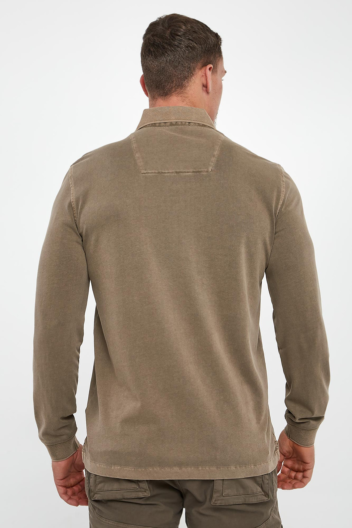 Longsleeve męski z kołnierzem polo AERONAUTICA MILITARE