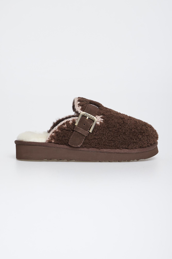 Klapki damskie skórzane Curly clog eskimo MOU