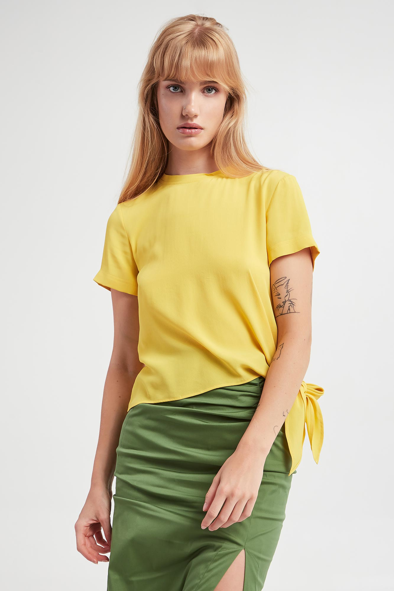 Bluzka damska jedwabna Pilly MARELLA Żółty Regular