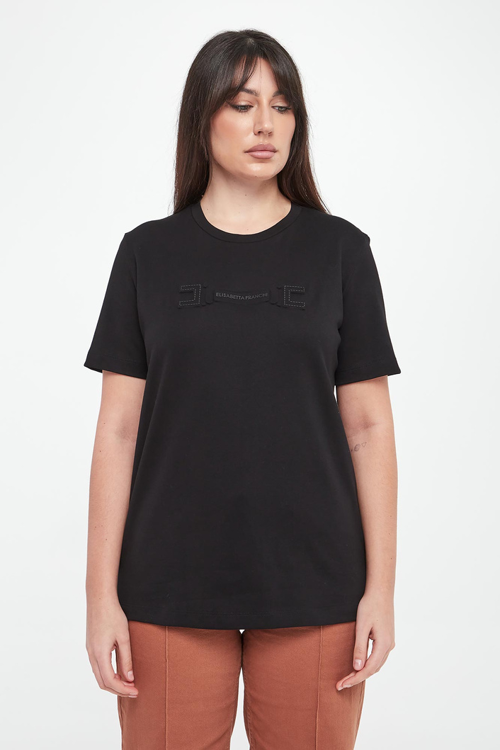 T-shirt damski z logo ELISABETTA FRANCHI