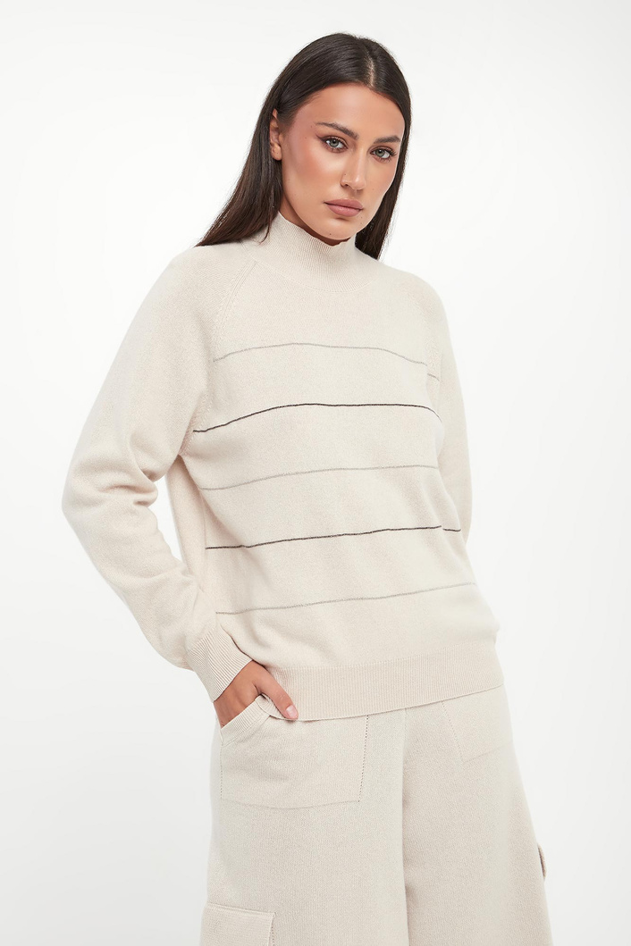 Sweter damski z półgolfem wełniany PESERICO