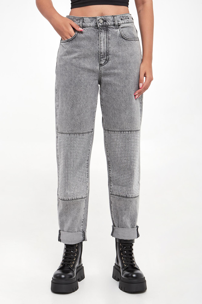 Jeansy damskie z cyrkoniami Mom1 MARELLA