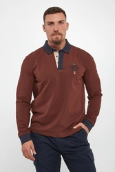 Longsleeve męski z kołnierzem polo AERONAUTICA MILITARE