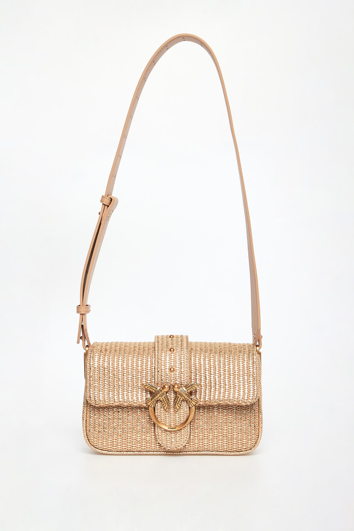 Torebka damska Love One Mini Slouchy Rafia Laminata PINKO