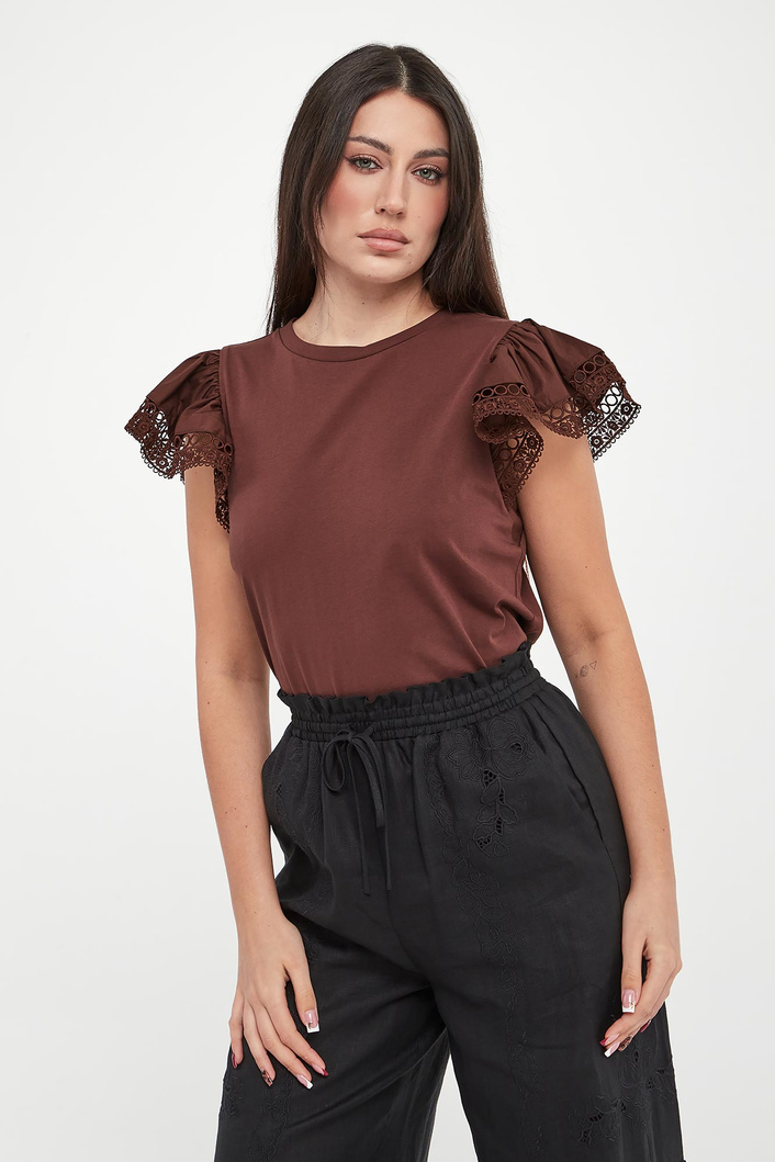 T-shirt damski z koronką TWINSET