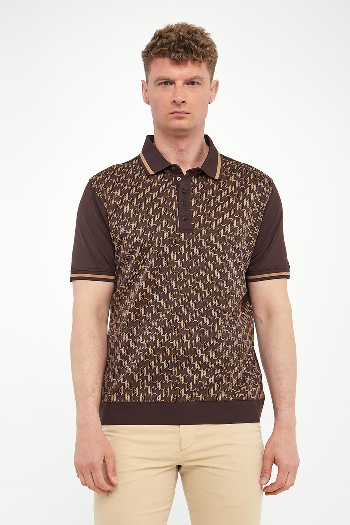 Polo męskie z nadrukiem logo KARL LAGERFELD