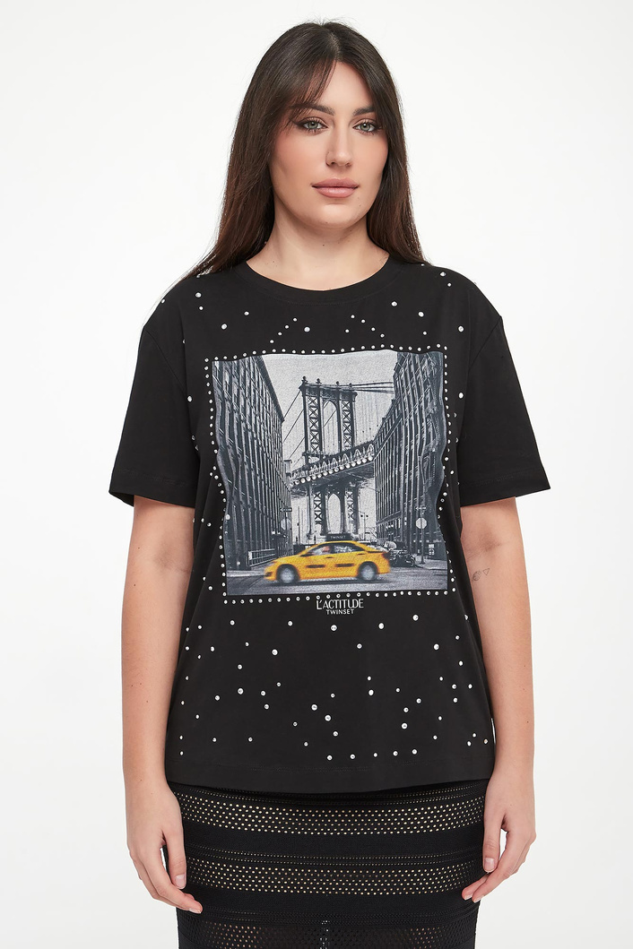 T-shirt damski z nadrukiem TWINSET ACTITUDE