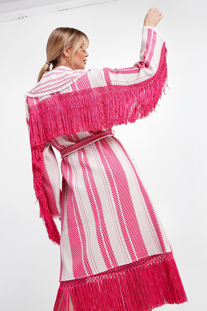 Płaszcz damski z frędzlami ELISABETTA FRANCHI