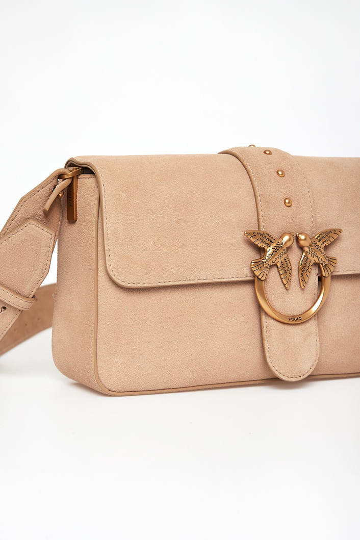 Torebka damska zamszowa skóra Love One Classic Slouchy Suede PINKO