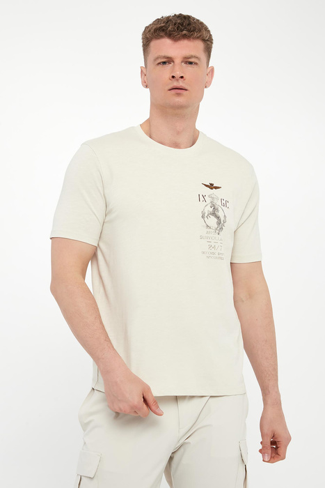  T-shirt męski z logo AERONAUTICA MILITARE