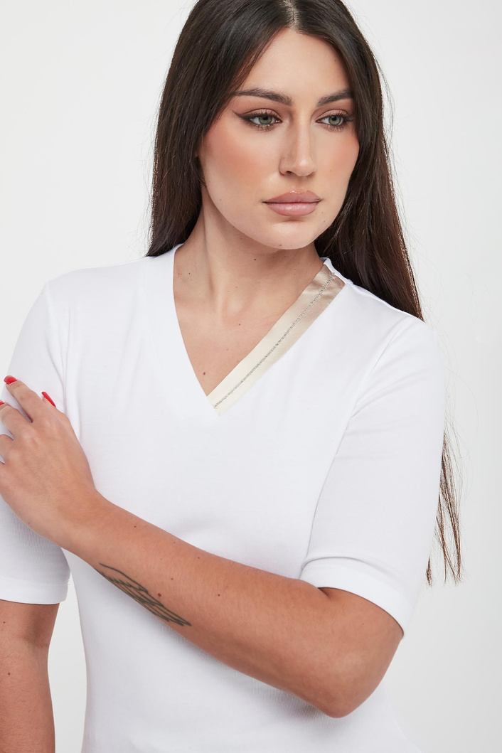 T-shirt damski prążkowany PESRICO