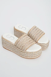 Klapki damskie skórzane na koturnach CESARE CASADEI