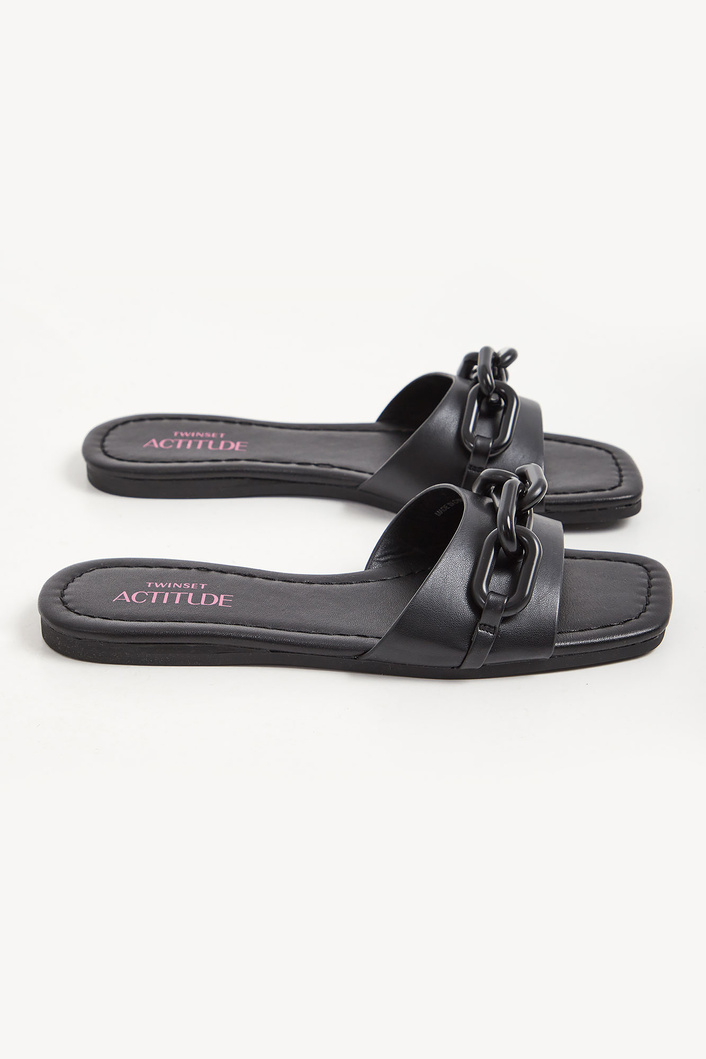 Klapki skórzane TWINSET ACTITUDE