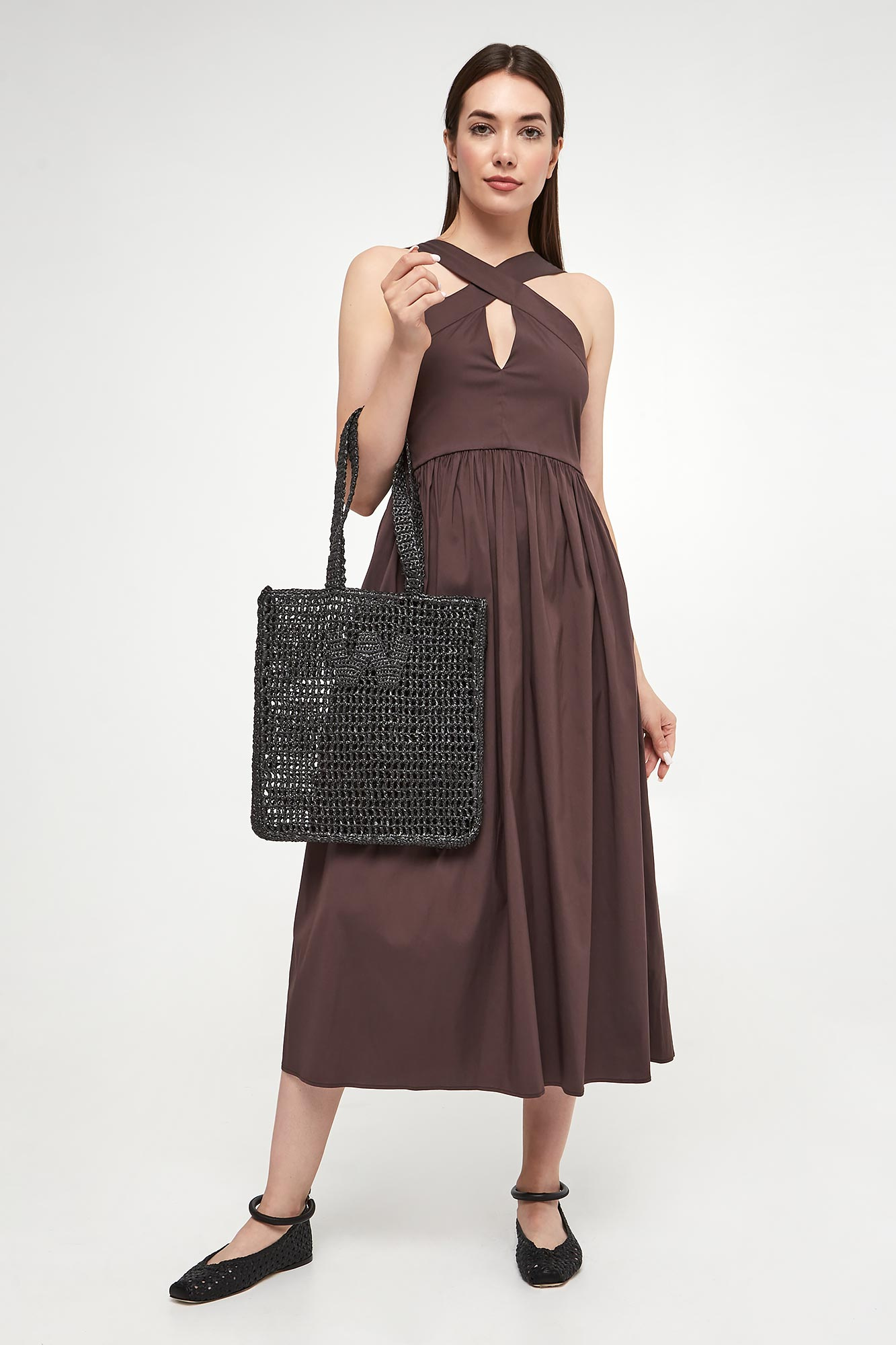 Sukienka midi Stelvio MAX MARA BEACHWEAR Brązowy Regular