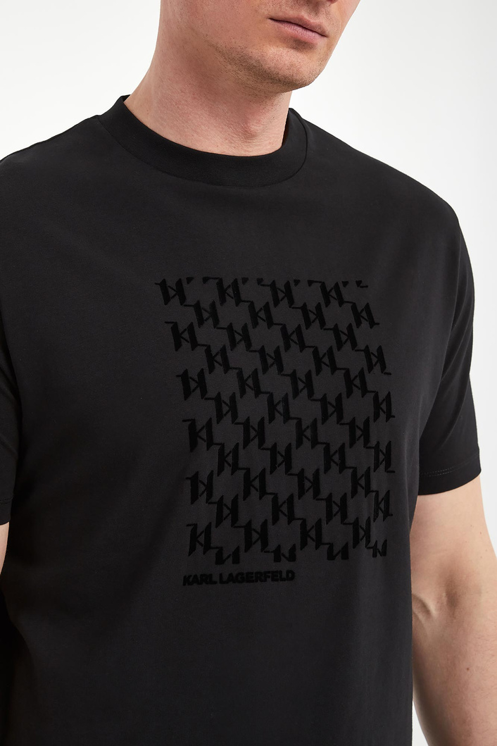 T-shirt męski z haftem KARL LAGERFELD
