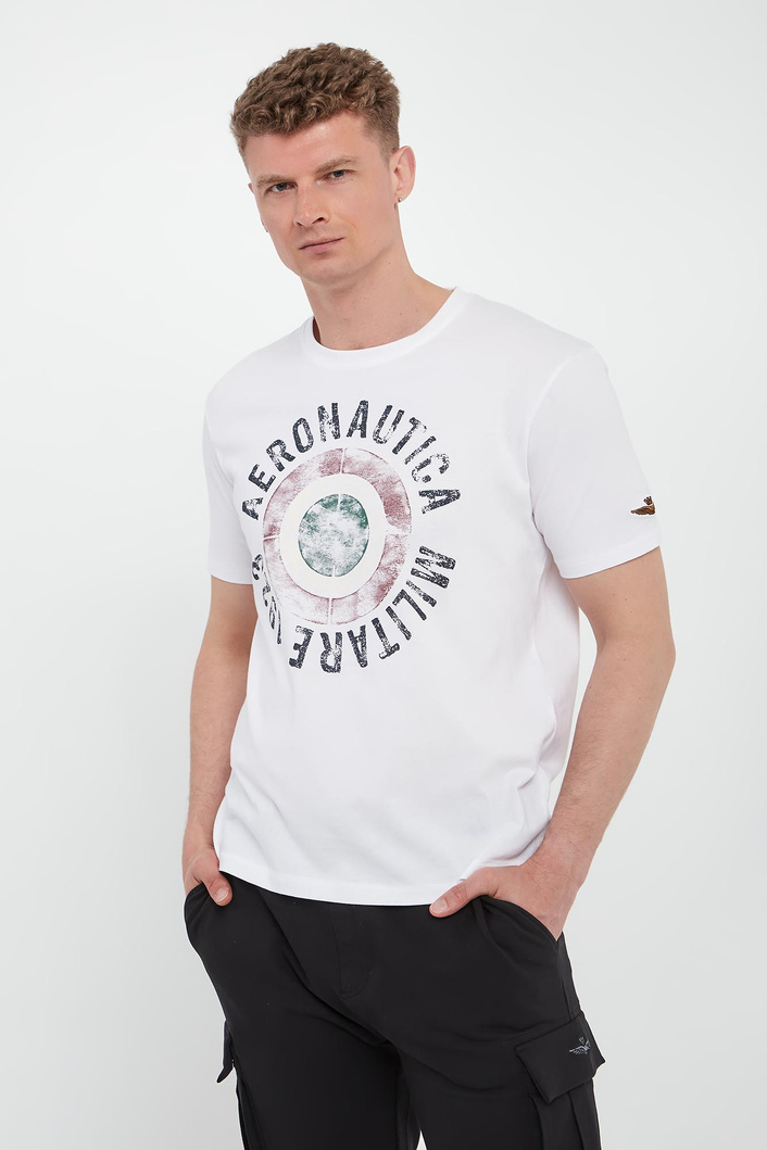  T-shirt męski z nadrukiem AERONAUTICA MILITARE