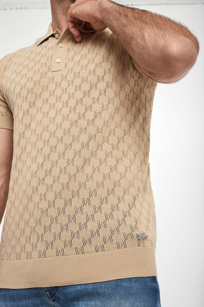 Polo męskie z dzianiny ażurowej KARL LAGERFELD