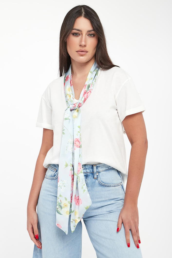 T-shirt damski z szarfą w kwiaty LIU JO