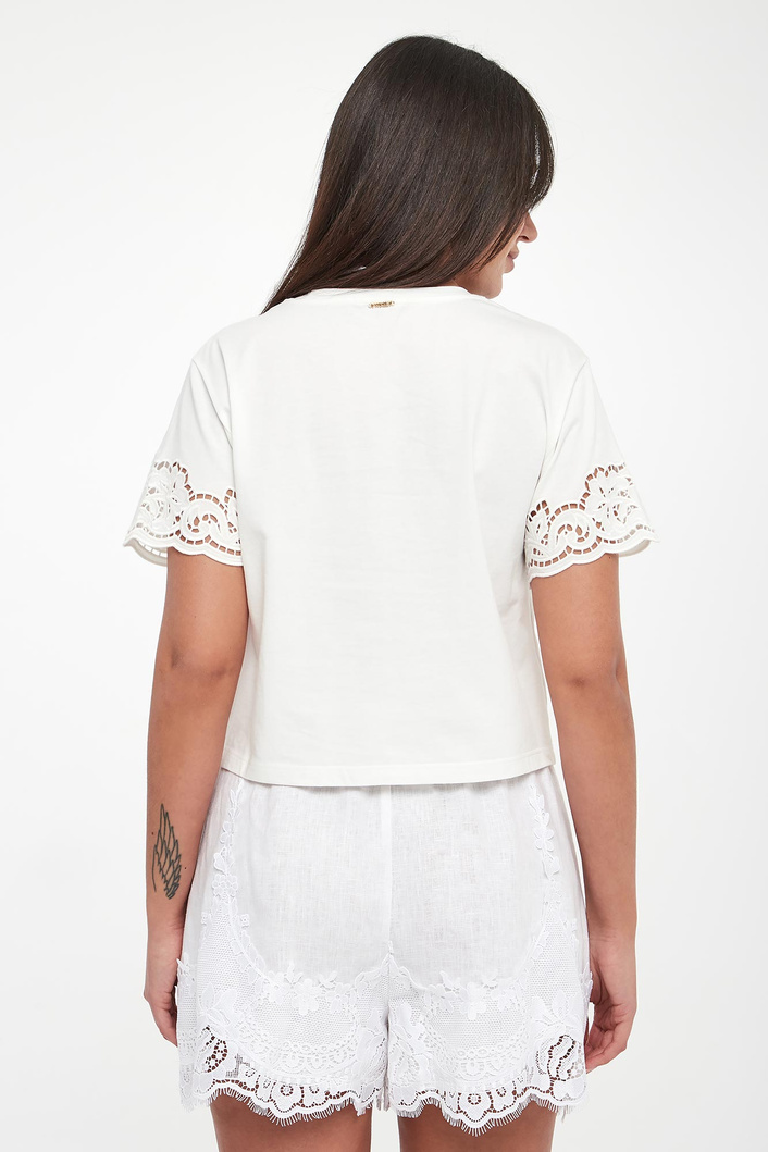T-shirt damski z koronką TWINSET