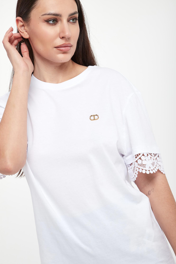 T-shirt damski z koronką TWINSET