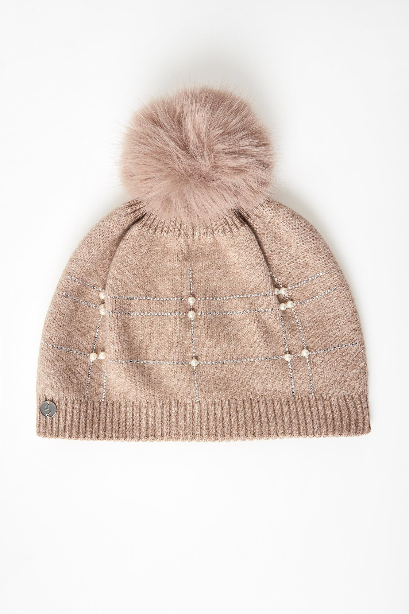 Czapka damska z pomponem JOSEPH RIBKOFF Beżowy
