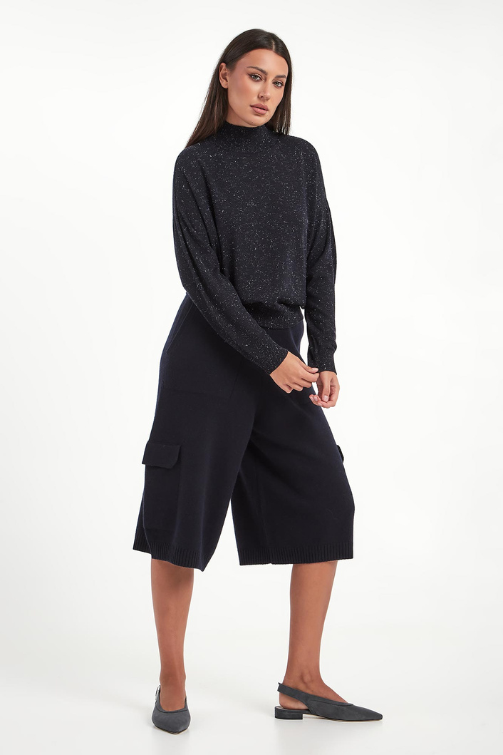 Sweter damski wełniany z nicią metaliczną PESERICO