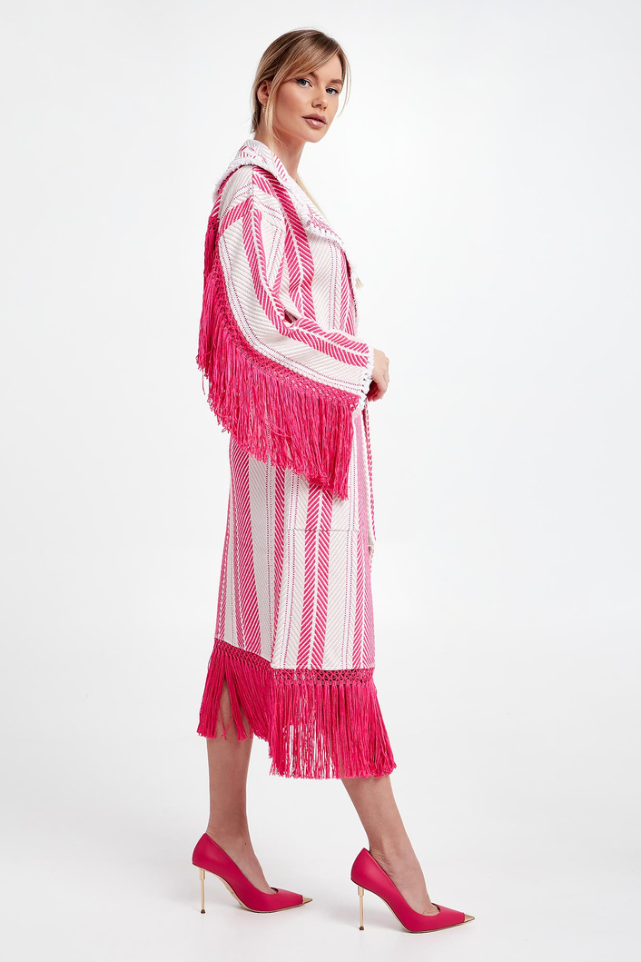 Płaszcz damski z frędzlami ELISABETTA FRANCHI